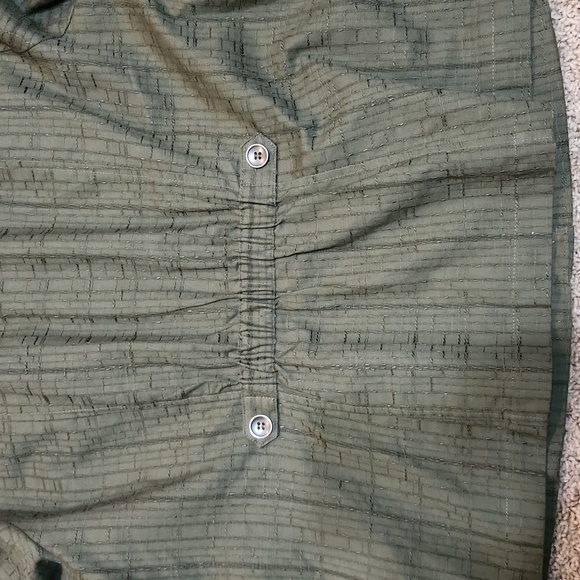 CJ BANKS size X button down cotton jacket, textured fabric,  olive green. - Picture 6 of 9